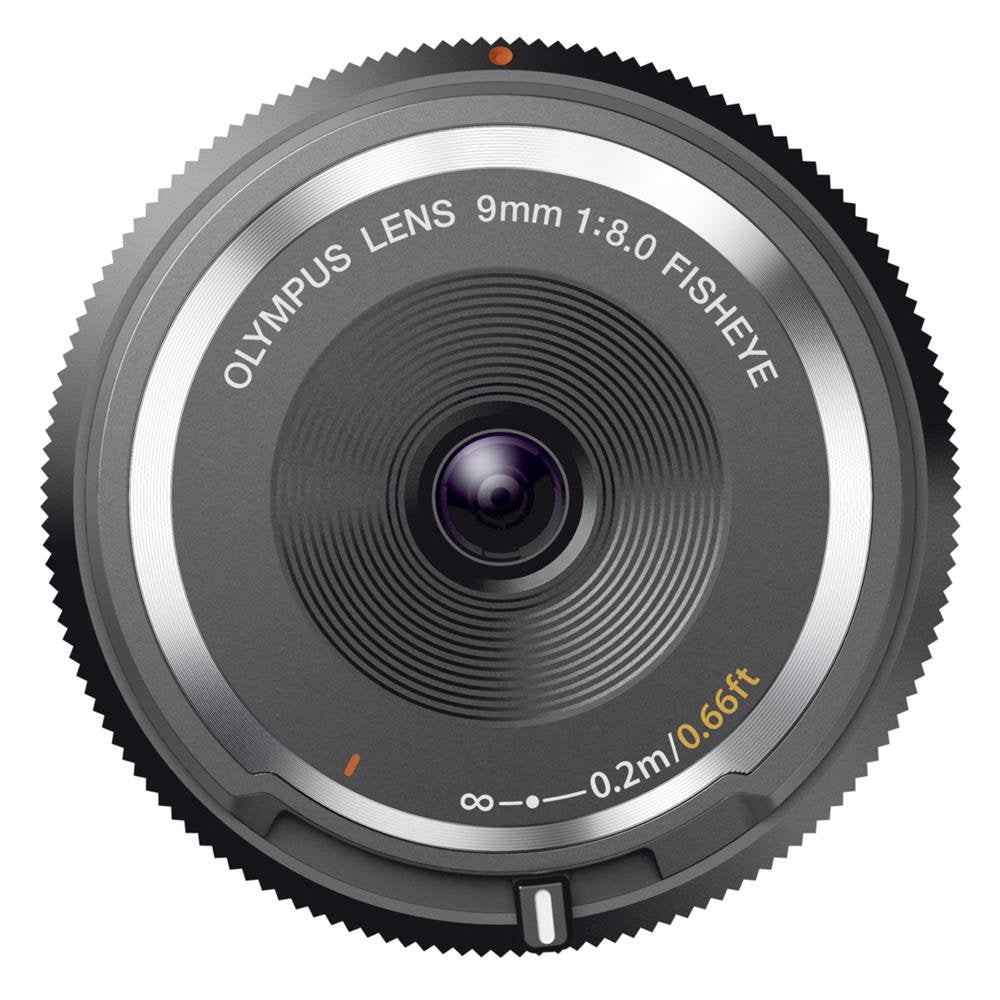 Olympus Body Cap Objektiv 9mm 1:8.0 Fisheye, geeignet für alle MFT-Kameras, schwarz, schwarz