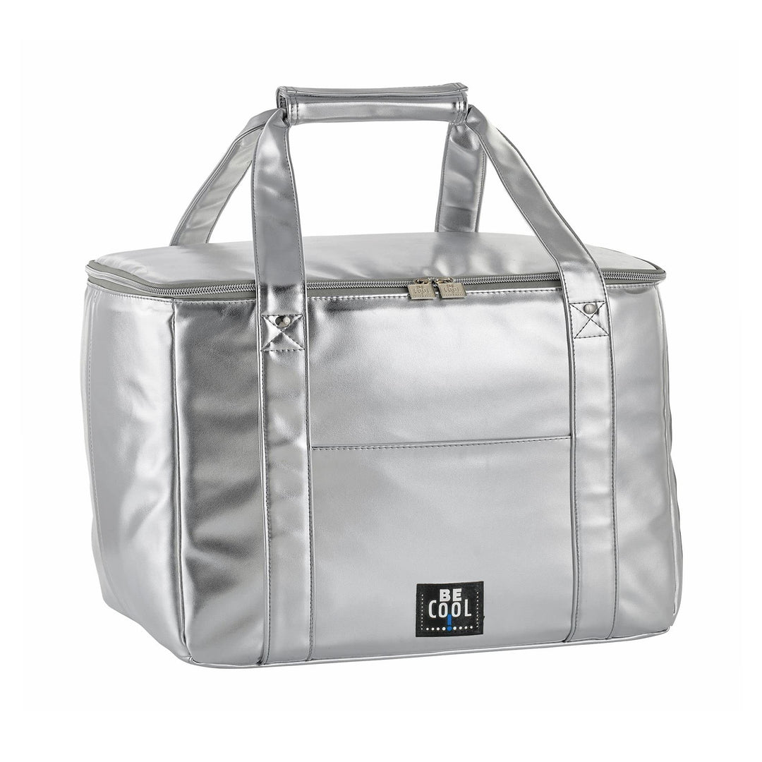Be Cool Sehr grosse City Kühltasche in Silber XL Silber 37 x 26 x 36cm, 36 L Volumen mit Breiten Tra