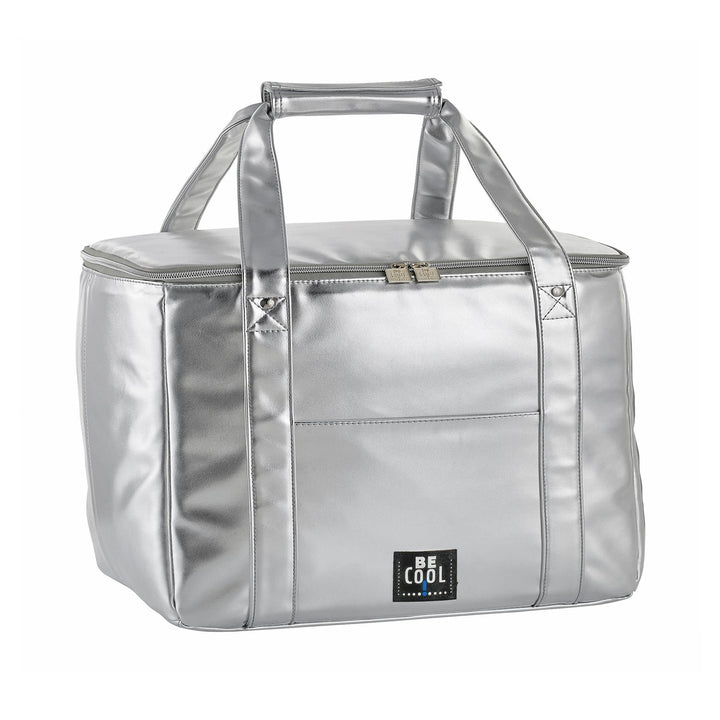 Be Cool Sehr grosse City Kühltasche in Silber XL Silber 37 x 26 x 36cm, 36 L Volumen mit Breiten Tra