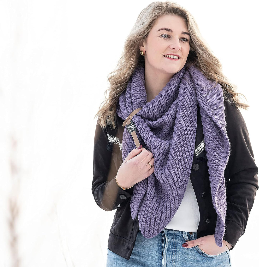 KNIT FACTORY - Demy Dreiecksschal - Damen Strickschal mit Wolle - Winterschal - Herbst &amp; Winter Esse
