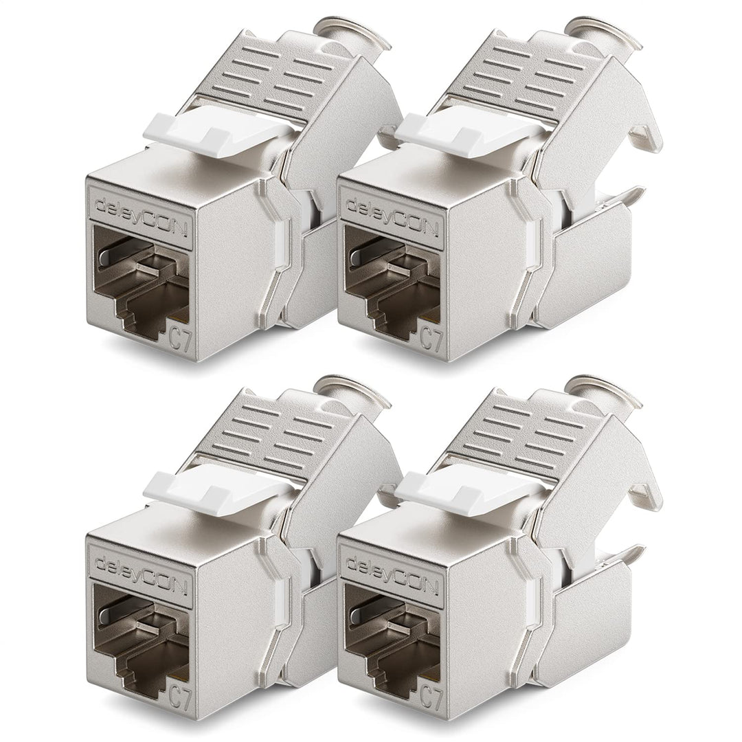 deleyCON 4x CAT 7 Keystone Jack Modul Optimal für CAT7 CAT6 CAT6a Verlegekabel Verbinder Patchkabel