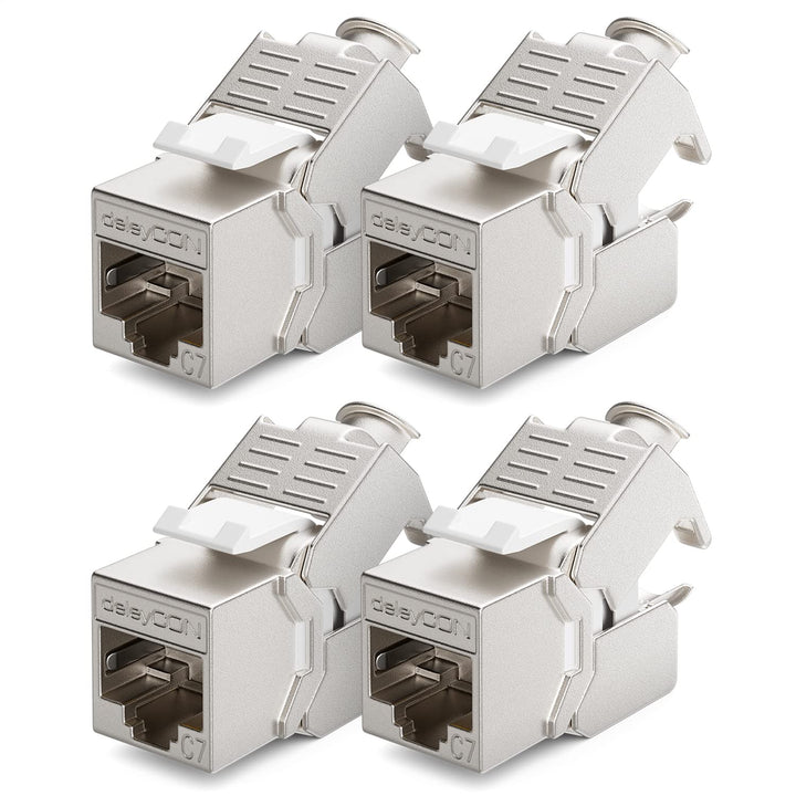 deleyCON 4x CAT 7 Keystone Jack Modul Optimal für CAT7 CAT6 CAT6a Verlegekabel Verbinder Patchkabel