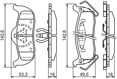 Bosch BP1053 Bremsbeläge - Hinterachse - ECE-R90 Zertifizierung - vier Bremsbeläge pro Set