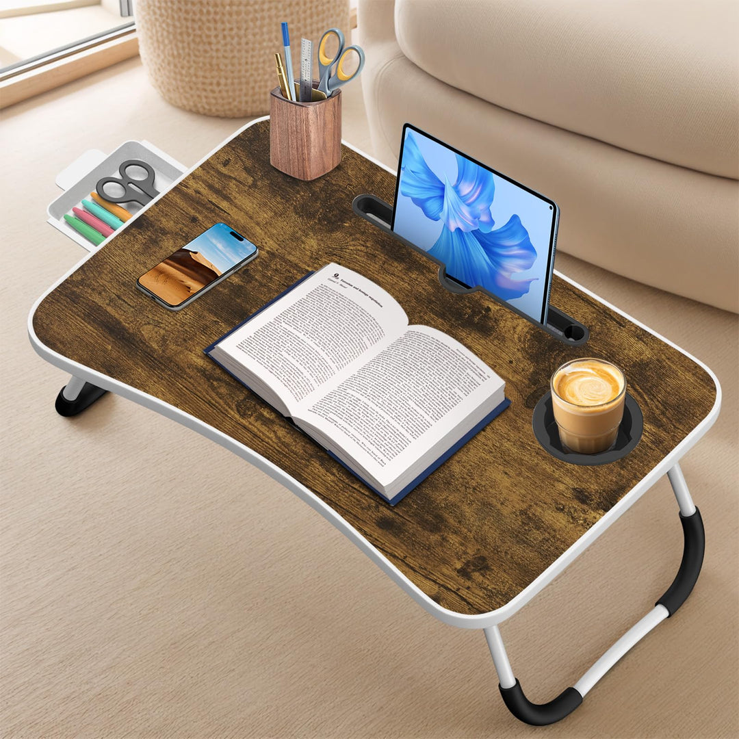 Klappbarer Laptop-Schreibtisch 60x40cm – Leichter, Multifunktionaler Bett Schreibtisch mit Kartensch