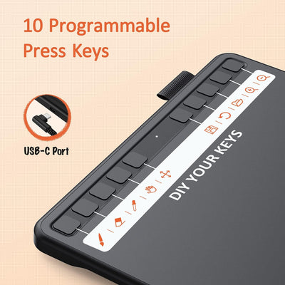 UGEE S640 Grafiktablett für PC 6.3 X 4 Inch, Dital zeichenpad mit Stift 8192 Druckempfindlichkeit 10