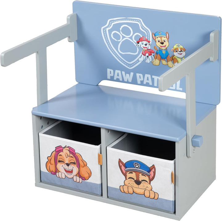 Klappbare Sitzbank Paw Patrol + 2 wendbare Aufbewahrungsboxen - Umbaubar zum Kindertisch - Ab 18 Mon