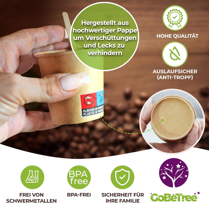 GoBeTree 400 Einweg-Kaffeebecher aus Kraftkarton mit 120 ml / 4 oz Fassungsvermögen, Einweg-Kaffeebe