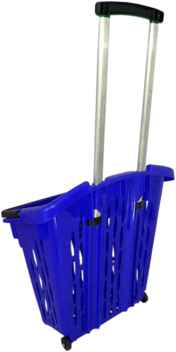 Einkaufstrolley Einkaufswagen Shopper 40 Liter Einkaufskorb mit Rollen (1, blau) 1 Blau, 1 Blau