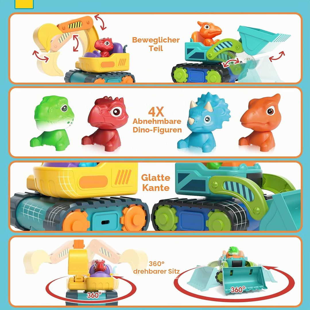 Lehoo Castle Ferngesteuertes Auto ab 3 Jahre, Geschenk Junge 2 Jahre, Bagger &amp; Bulldozer Kinder 2 Ja