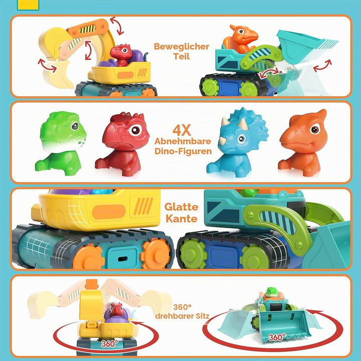 Lehoo Castle Ferngesteuertes Auto ab 3 Jahre, Geschenk Junge 2 Jahre, Bagger &amp; Bulldozer Kinder 2 Ja