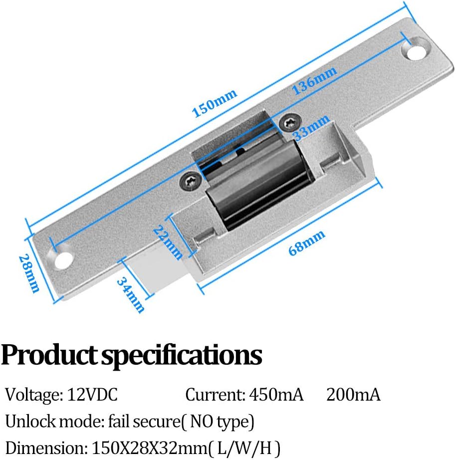 KDL Komplettes RFID-Zutrittskontrollsystem-Kit mit Stand-Along-Tastatur und Schliesser, DC12V / 3A-N