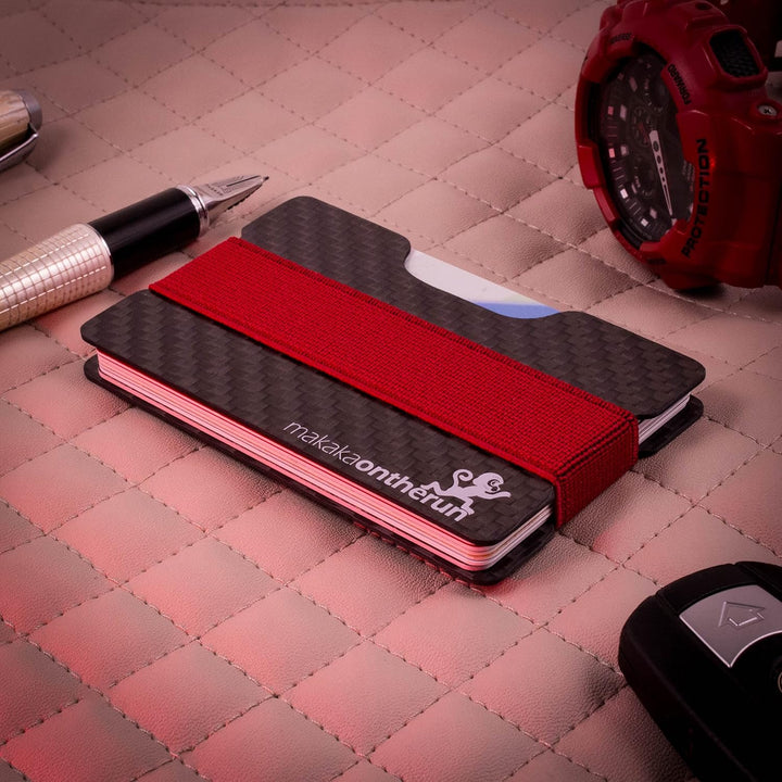 MakakaOnTheRun Slim Wallet Herren Carbon (RFID Blocker): RFID Schutz Herren Kreditkartenetui, Karten