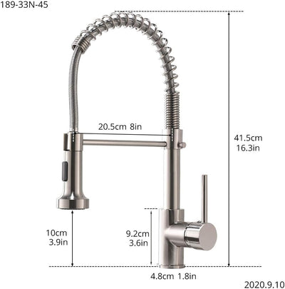 TIMACO Niederdruck Wasserhahn Küche Einhandmischer für Küchen Spüle Geschirrbrause Federbrause Misch