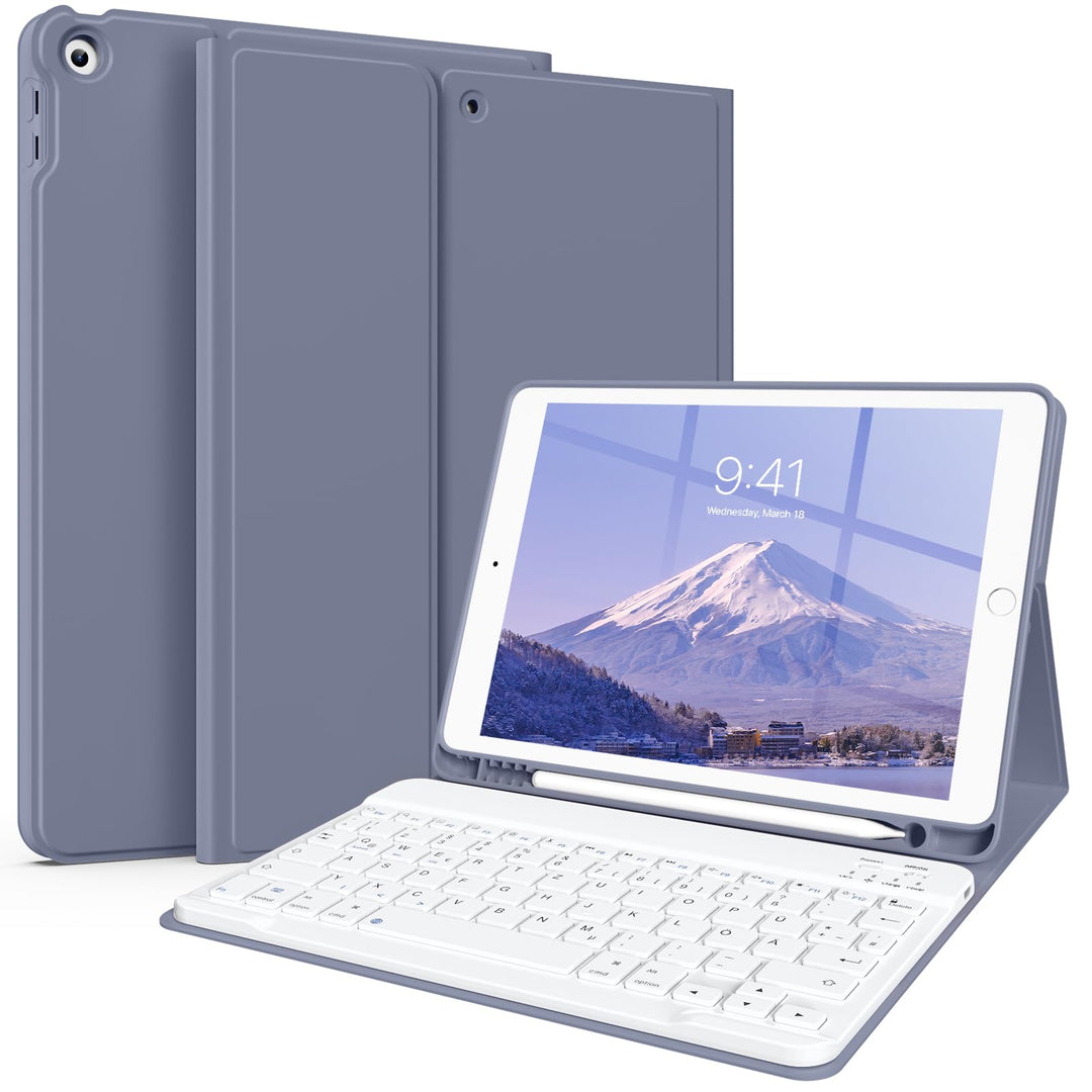 Tastatur Hülle für iPad 10.2 Zoll (9./8./7. Generation - 2021/2020/2019), Soft TPU Rückseite Gehäuse