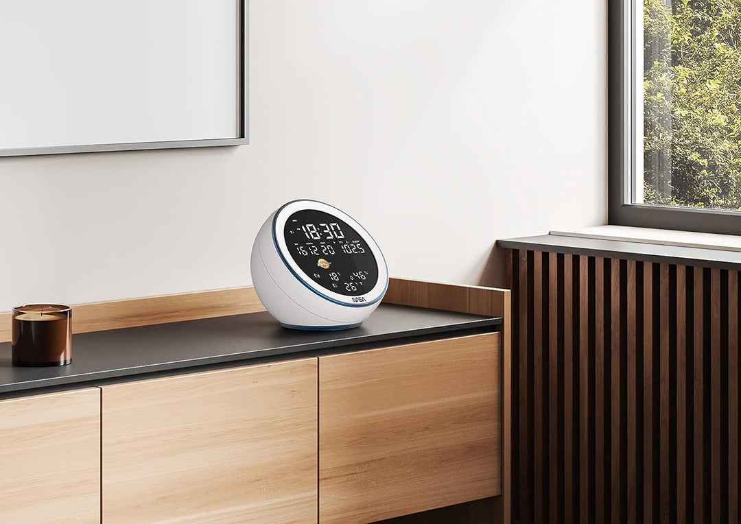 NASA - Wetterstation und Bluetooth-Lautsprecher WSP1500 Weiss - 2 Aussensensoren - Lieferung mit Net