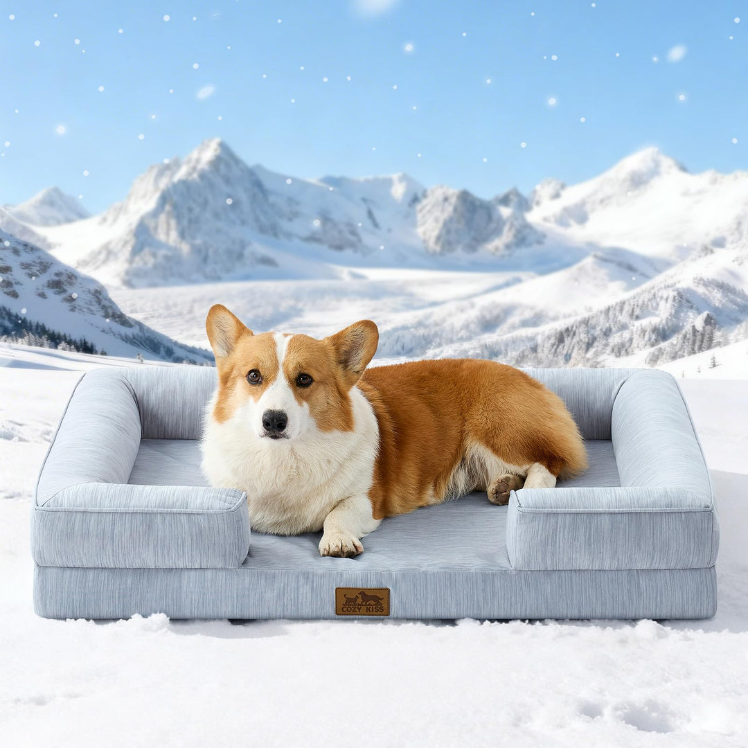COZY KISS Kühlendes Hundebett Grosse Hunde, Q-Max>0.4 Sommer Hundekorb Selbstkühlend, 0rthopädisches