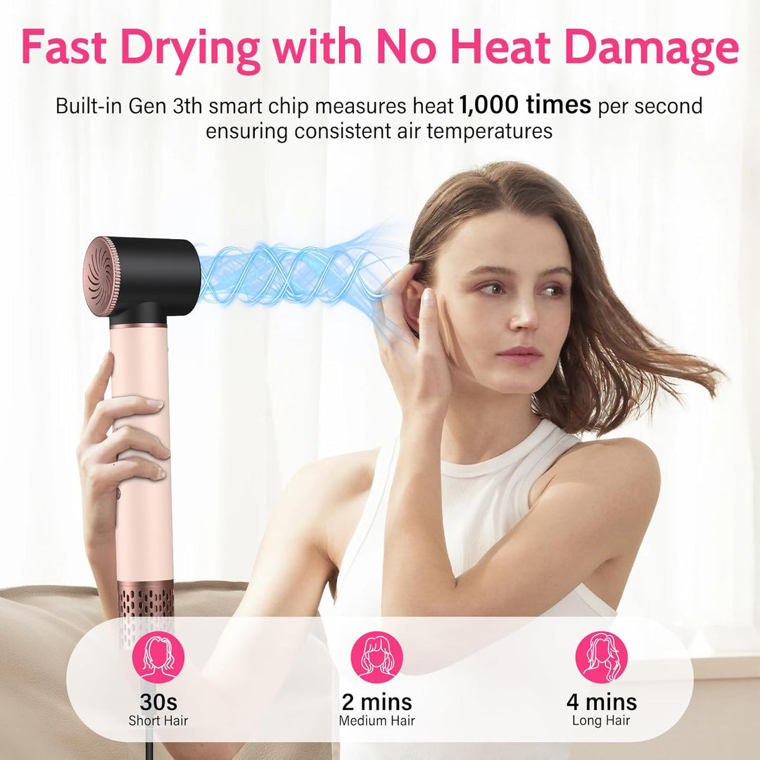 6 in 1 Hochgeschwindigkeit Hairstyler, 1400W Airstyler, Lonen Warmluftbürste, Rundbürstenföhn mit Lo