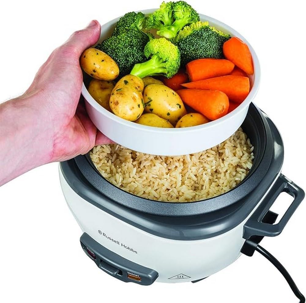 Russell Hobbs Reiskocher klein [medium] 0,8l (inkl. Dampfgarer-Einsatz, Warmhaltefunktion, antihaftb
