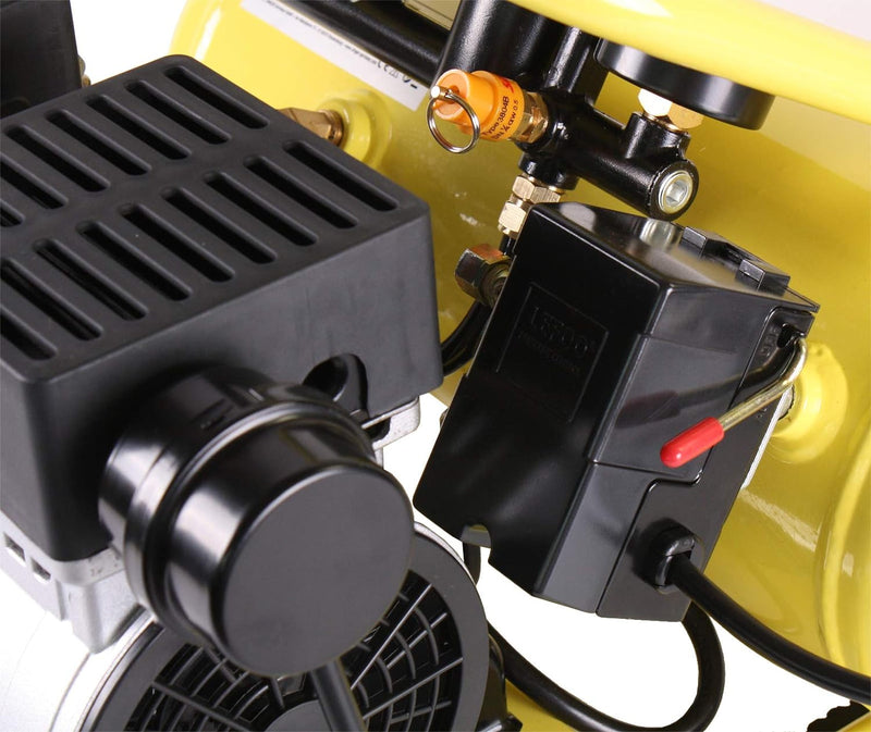 Aktionsset WELDINGER Flüsterkompressor FK 95 compact 750 W Luftabgabe 90 l ölfrei + Druckluftset 6-t