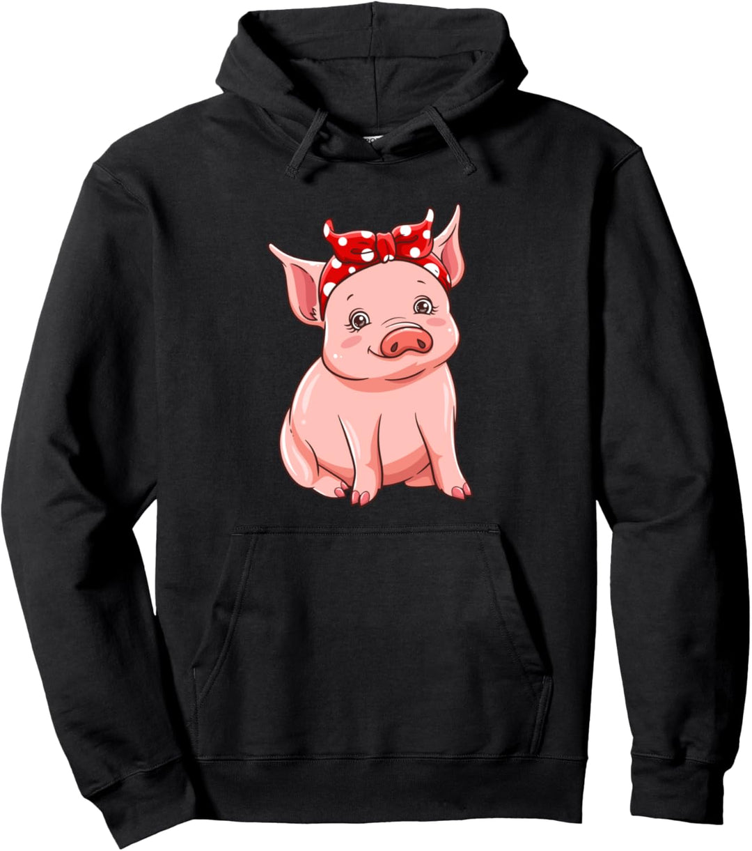 Süsses Schwein mit Bandana Piggy Geschenk Frauen Mädchen Pullover Hoodie