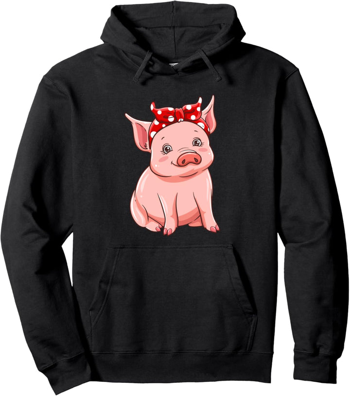 Süsses Schwein mit Bandana Piggy Geschenk Frauen Mädchen Pullover Hoodie