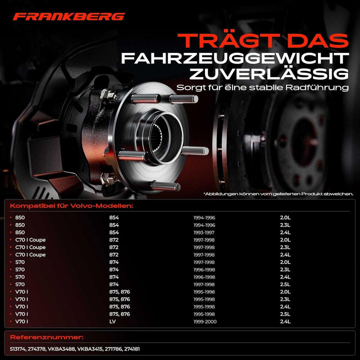 Frankberg 2x Radnabe Radlagersatz Vorderachse Links Rechts Kompatibel mit 850 854 1995-1996 850 LS 1