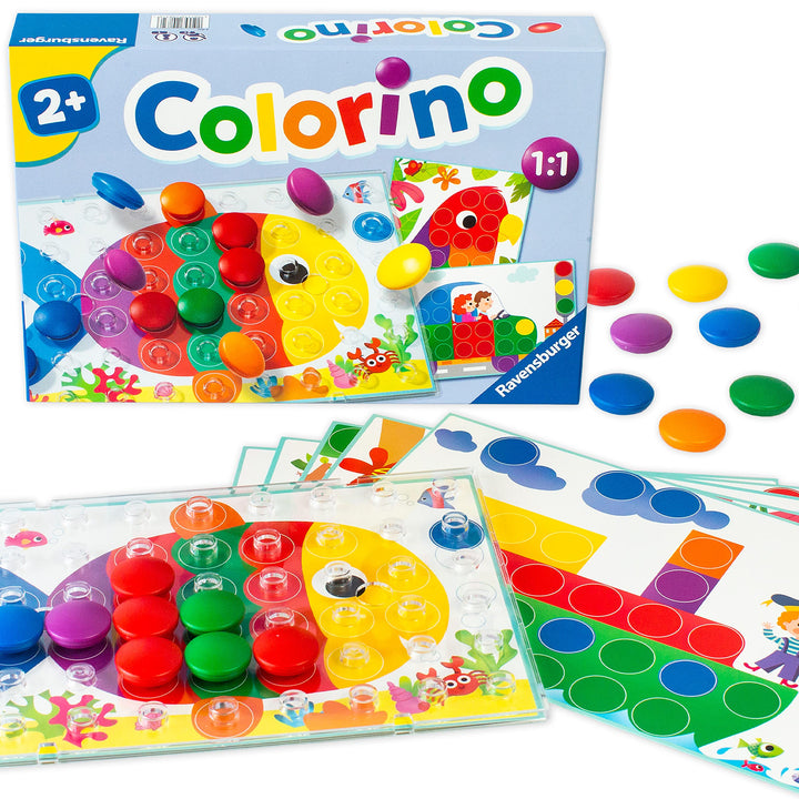 Ravensburger Kinderspiele 20832 - Colorino - Kinderspiel zum Farbenlernen, Mosaik Steckspiel, Spielz