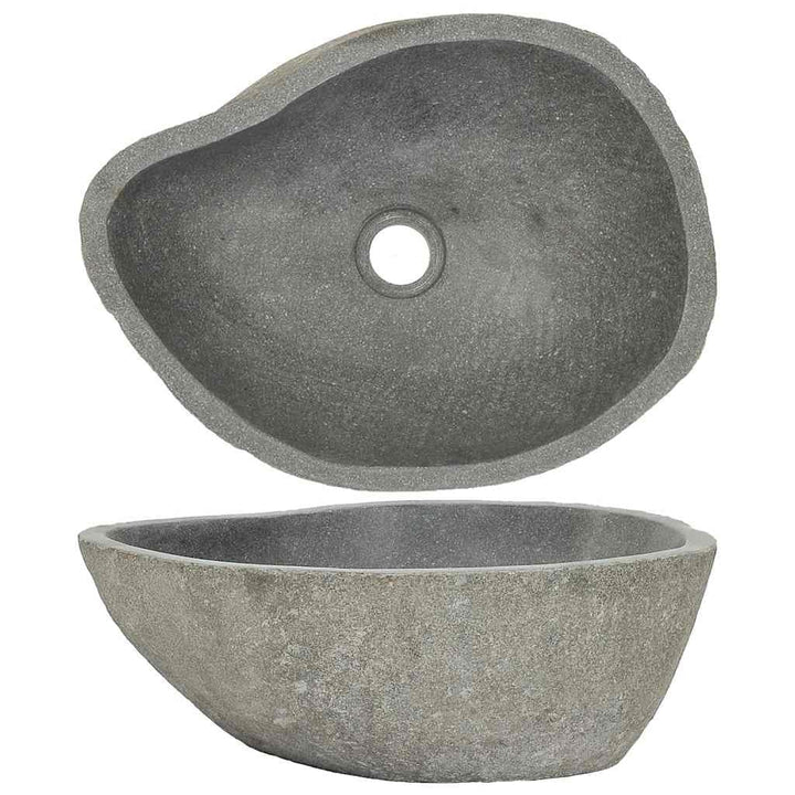 vidaXL Waschbecken Flussstein Naturstein Aufsatzwaschbecken Waschschale Waschtisch Handwaschbecken B
