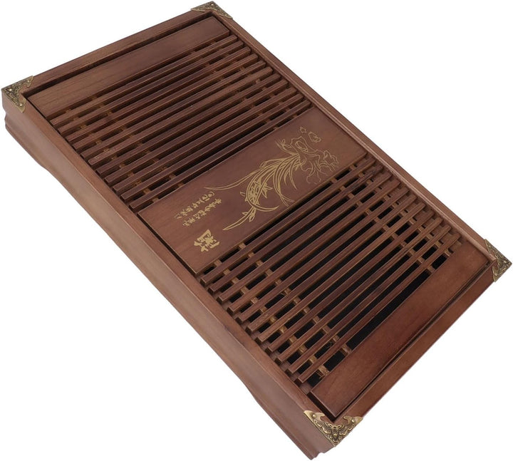 Kungfu-Teetablett, Chinesisches Gongfu-Teetablett, Drainage-Wasserspeicher, Holz-Teetisch mit Abflus