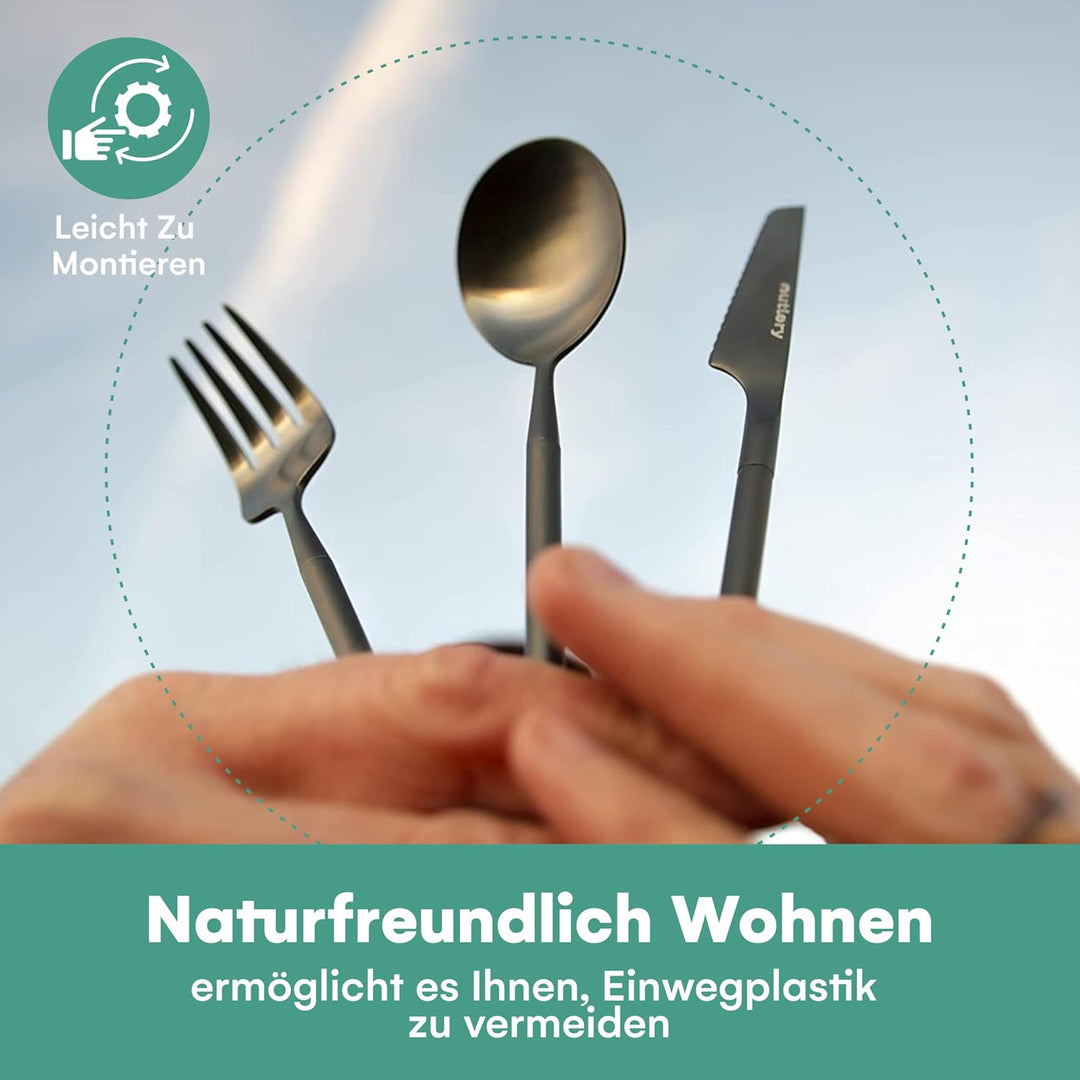 Reisebesteck von Outlery | Camping Besteckset für 1 Person mit Essstäbchen und Etui in Hosentaschenf