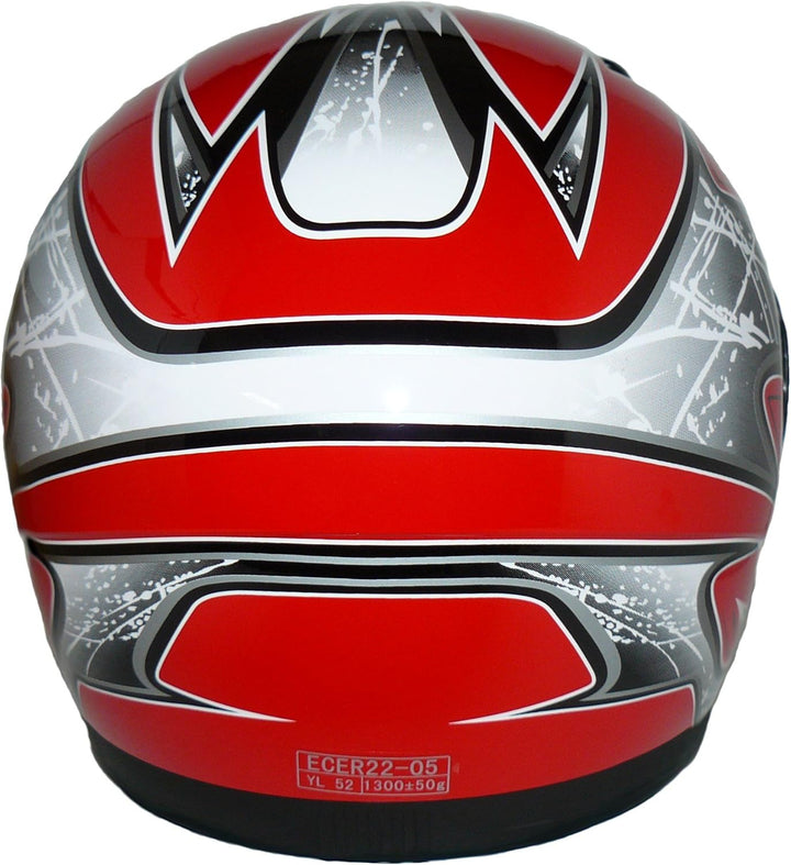 Protectwear SA03-RT-XS Kinder Motorradhelm, Integralhelm, Grösse XS (Youth L), Rot/Silber XS (Youth