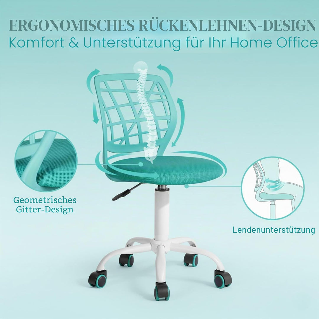 FurnitureR Bürostuhl Schreibtischstuhl Höhenverstellbar Stoffsitz Ergonomischer Arbeitsstuhl ohne Ar