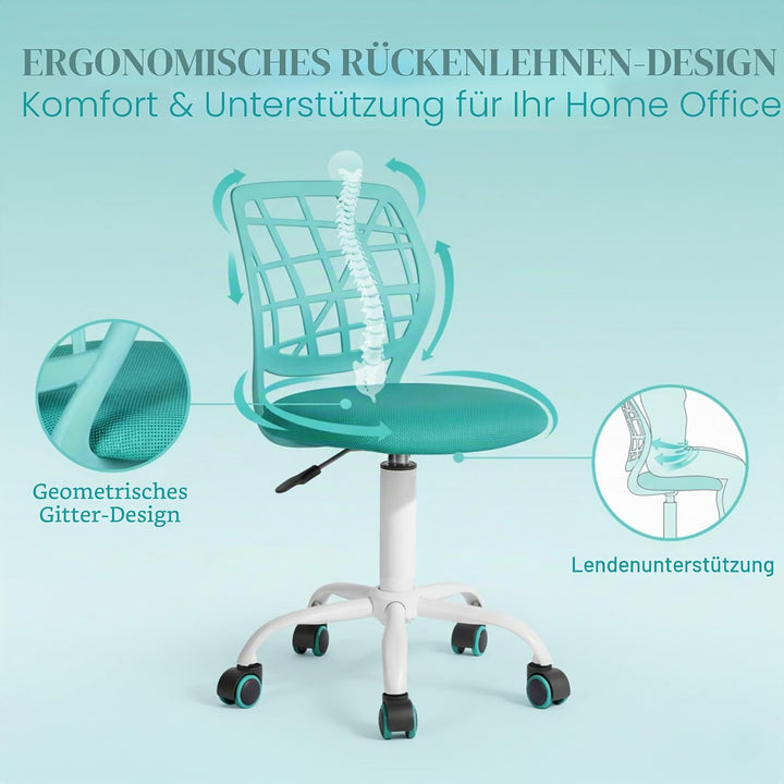 FurnitureR Bürostuhl Schreibtischstuhl Höhenverstellbar Stoffsitz Ergonomischer Arbeitsstuhl ohne Ar