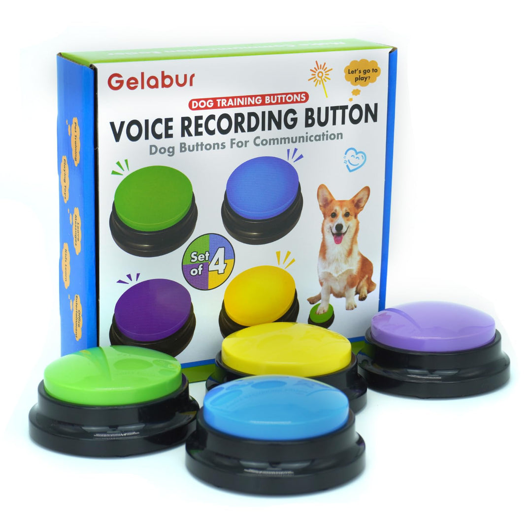 Gelabur Set von 4-Hundetasten für Kommunikation, Voice Recordable Tasten für Klassenzimmer, Hundetra