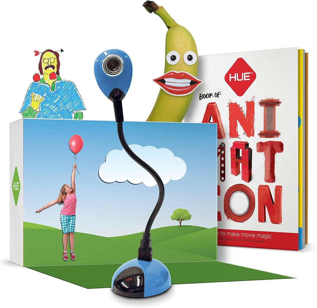 HUE Animation Studio: Komplett-Set Stop Motion Animation für Windows/macOS (Kamera in Blau mit Trage