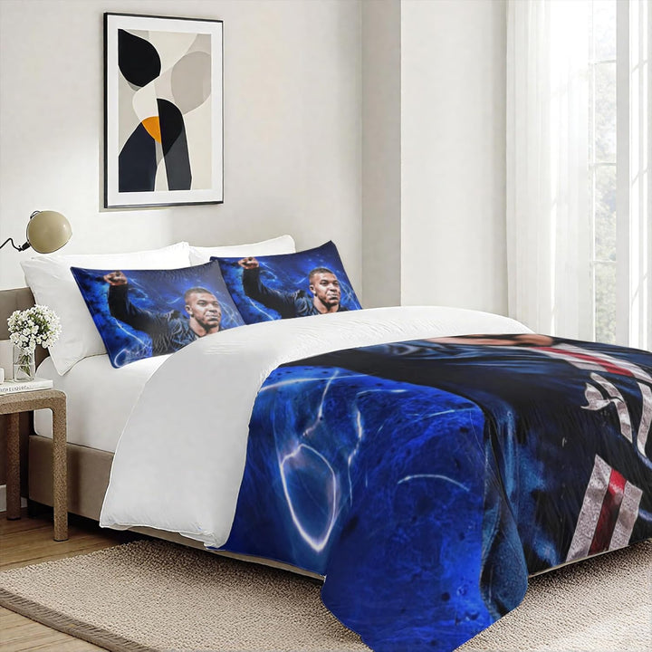 Fussball Star Bettwäsche 135x200 2-Teilig Mit Reissverschluss Microfaser Bettbezug Mit 80x80cm Kisse