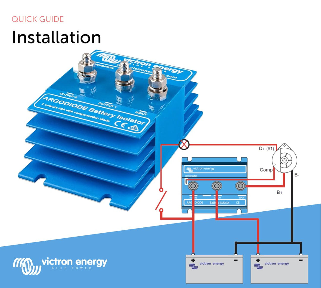 Victron Energy ArgoDiode Batterietrenner 80-2SC (2 Batterien 80 Amp), Einzelhandel