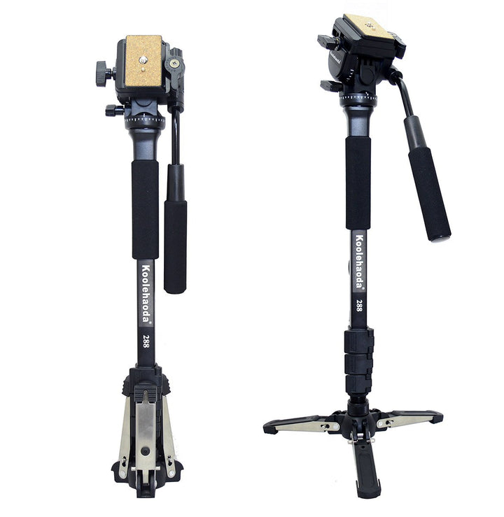 Video Einbeinstativ Kit, 148 cm Fluidkopf Einbeinstativ mit abnehmbarem Stativfuss für DSLR-Kamera.