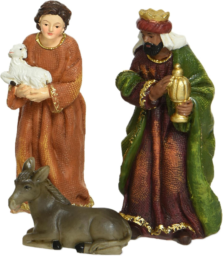 Spetebo Weihnachts Krippenfiguren handebemalt - 10 Stück / 11 cm - Krippen Stall Tisch Dekoration -