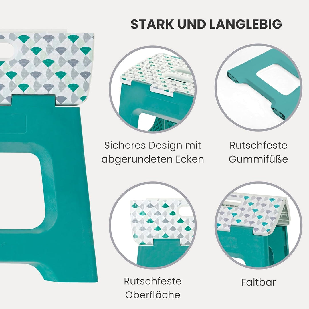 Vigar Kompakte Tritthocker Klappbar für Erwachsene, 27 cm, Klapphocker Faltbar 150 kg rutschfest, Le