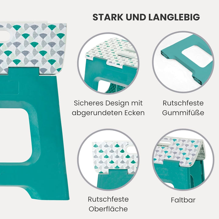 Vigar Kompakte Tritthocker Klappbar für Erwachsene, 27 cm, Klapphocker Faltbar 150 kg rutschfest, Le