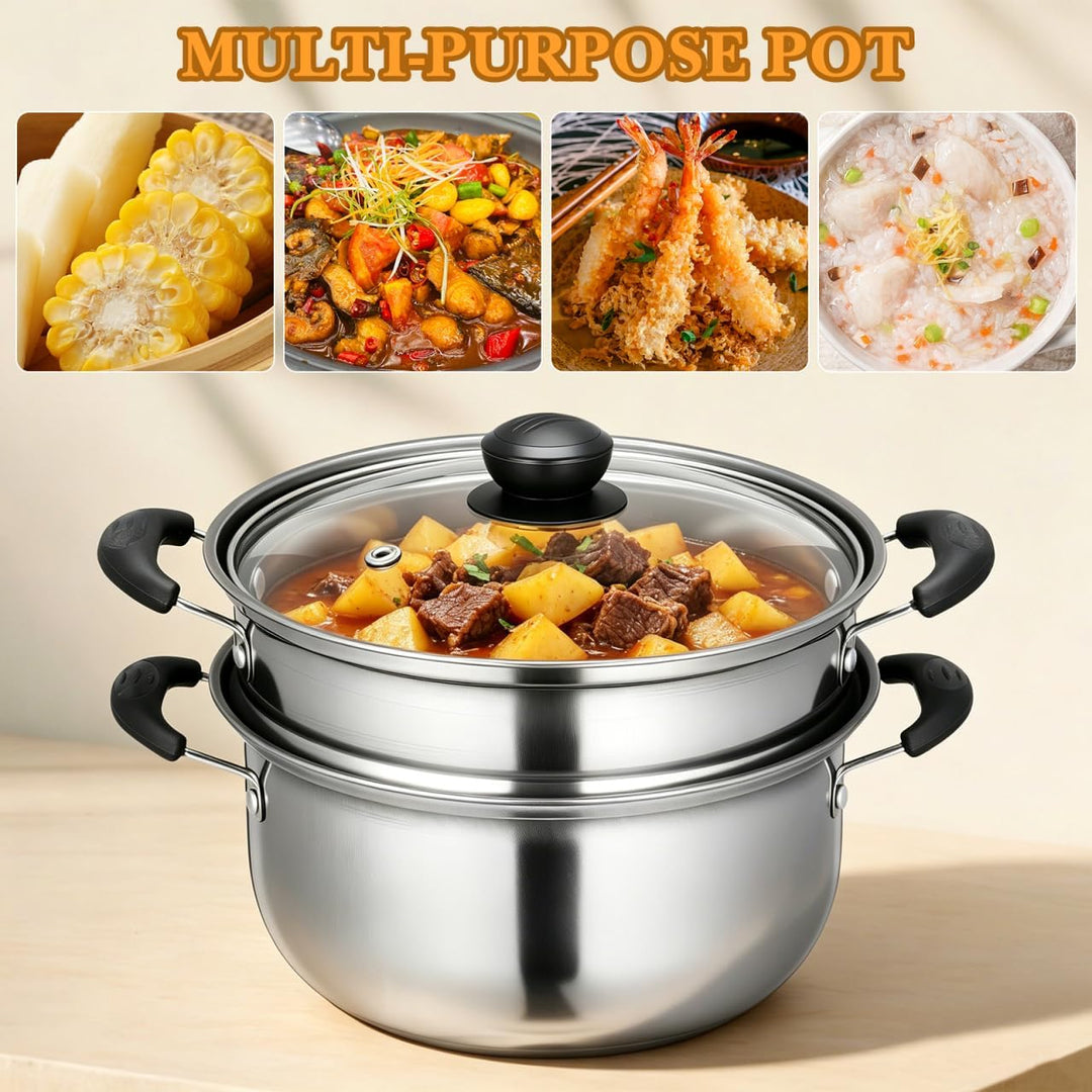 PRETYZOOM Suppentopf Action Topf zum Einführen mit Dampfgarer mit Sieb Couscous-Topf Induktion Kocht