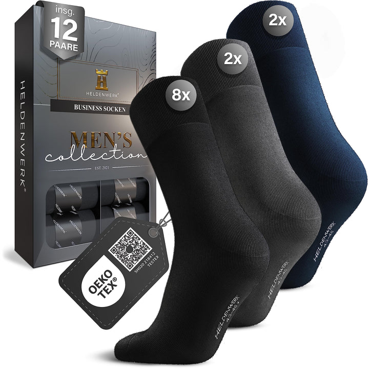 HELDENWERK 12er Pack Socken Herren I Herrensocken mit atmungsaktiver Baumwolle ohne drückende Naht I