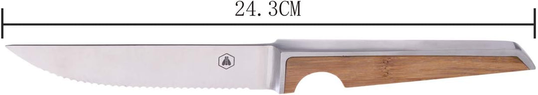 LAGUIOLE - Laguiole 426848 Set mit 4 Edelstahl-Steakmessern (24,3 cm) mit braunem Bambusholzgriff -