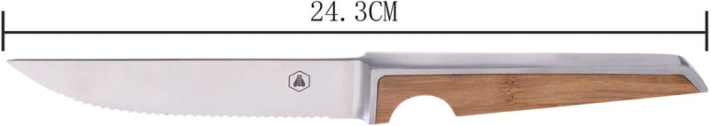LAGUIOLE - Laguiole 426848 Set mit 4 Edelstahl-Steakmessern (24,3 cm) mit braunem Bambusholzgriff -