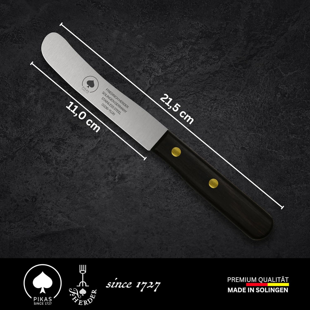 PIKAS - Solingen Messer, Thermonuss Holzgriff, Premium Buckelmesser, Küchenmesser, Frühstücksmesser,