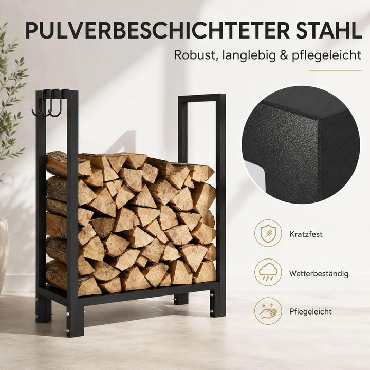 SCHMIDT security tools Kaminholzregal 77 x 30 x 76 cm Brennholzregal aus Stahl Schwarz Kaminholzstän