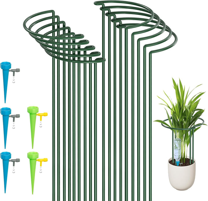 KAZITOO 10 Stück 40cm Metall Halbrunde Garten Pflanzenhalter, Metallblumenstützen Ringkäfig-Gartenra