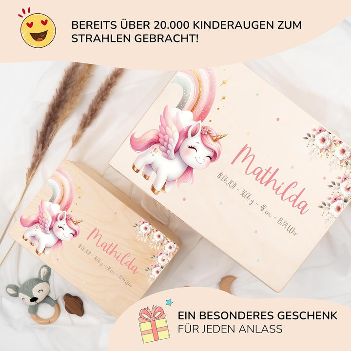 KIDSMOOD - Erinnerungsbox Baby, personalisierte Holzkiste mit Deckel, Ideal zur Aufbewahrung von Eri
