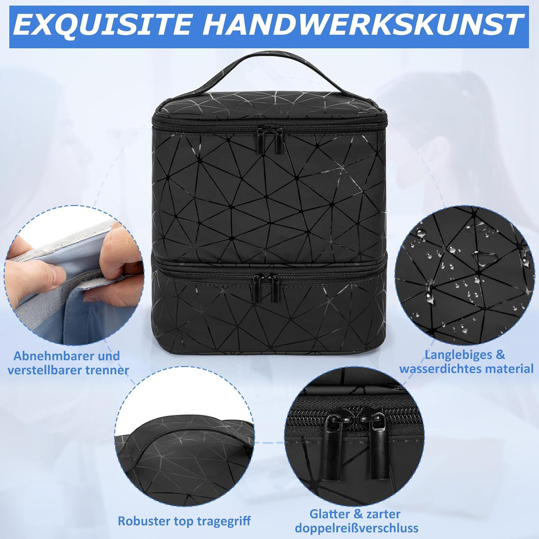 Doppelschicht Nagellack Tasche für 30 Flaschen Nageldesign Koffer,Tragbare Aufbewahrungstasche für N